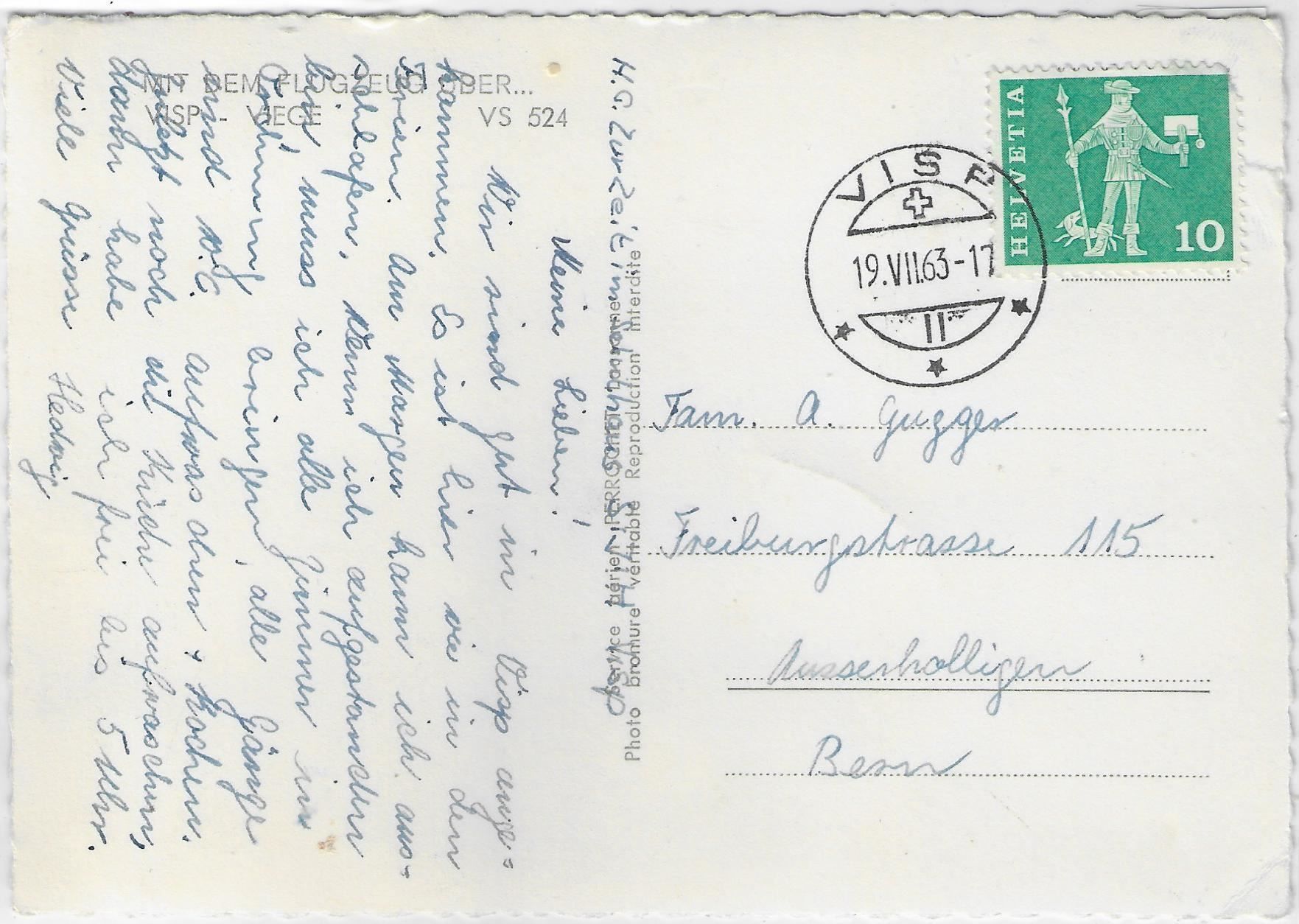 Cartoline postali: Mit dem Flugzeug über Visp Viege VS – Antico da Ettingen venduto da Kartenplanet 1