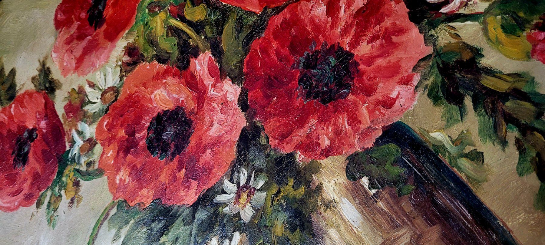 Dipinti: Wunderschönes Bild Blumen Mohnblumen Alter Rahmen – Usato da Sisseln AG venduto da cosmos04 3