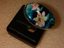 RING EDELSTHAL,,MIT BLUMEN,,GLANZIG
