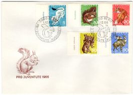 Pro Juventute Serie 1966 mit TAB (it) auf offiziellem FDC