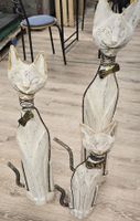3 Holz Katzen Deko Figuren Shabby Chic