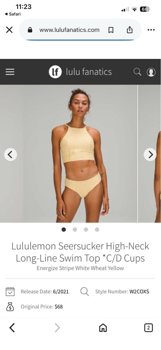 Lululemon Badekleider & Bikinis: Lululemon Bikini Oberteil High-Neck gestreift – Gebraucht aus Neuhausen am Rheinfall von dinkel.dorothea