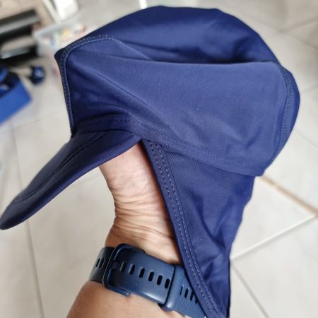 Blaue Schwimm-Sonnenmütze, Gr. 53, Polyamid/Elasthan