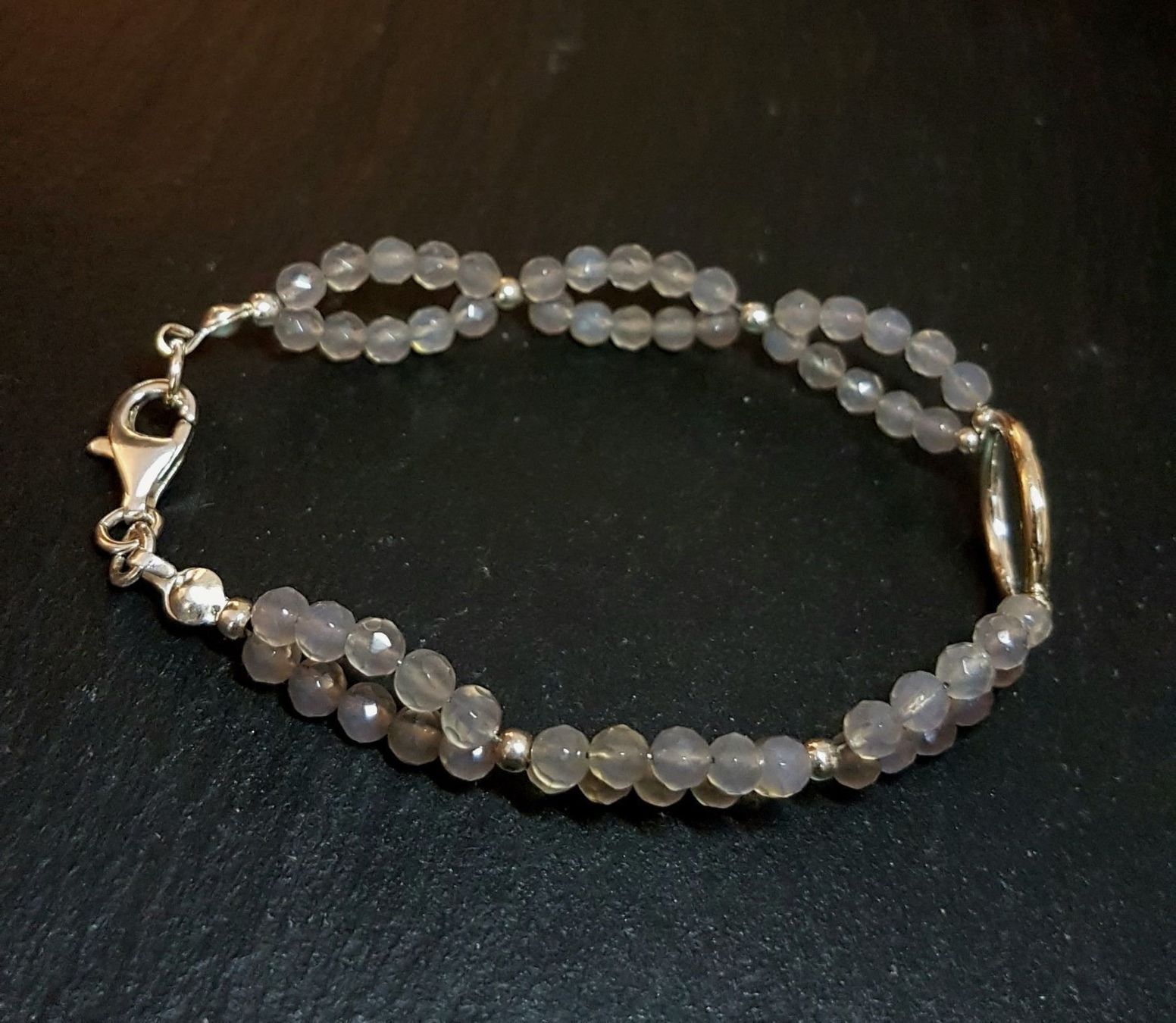 Bracciali & Braccialetti: Bracelet en argent 925 et Agates grises – Nuovo e nell'imballaggio originale da Veyrier venduto da Leilazizou 2