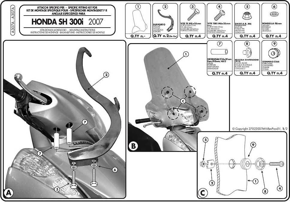 Tutti pezzi di ricambio per scooter: Givi Windschild Honda – Usato da Malters venduto da godi001 1