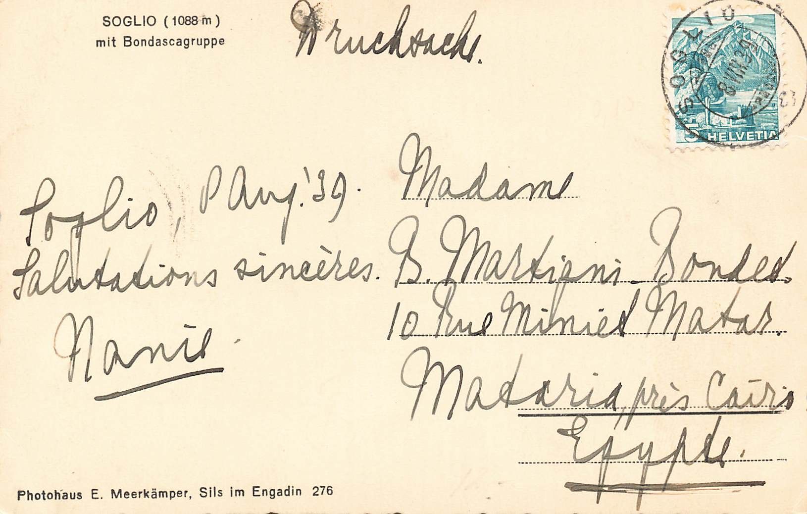 Cartoline postali: Soglio – Usato da Biasca venduto da Blenio71 1