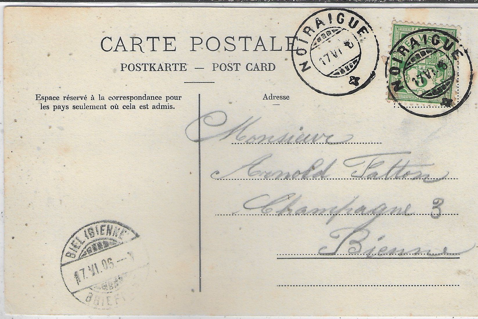 Cartoline postali: Noiraigue - Vue generale – Usato da Ettingen venduto da Kartenplanet 1