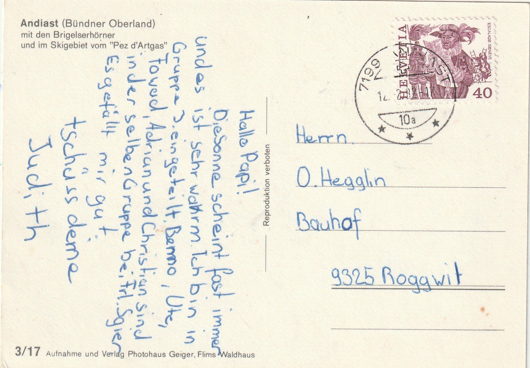 Cartoline postali: Andiast MBK  Winter – Usato da Lumbrein venduto da made02 1