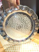 Vintage versilberte Tablett - Tortenplatte Glaseinsatz Top