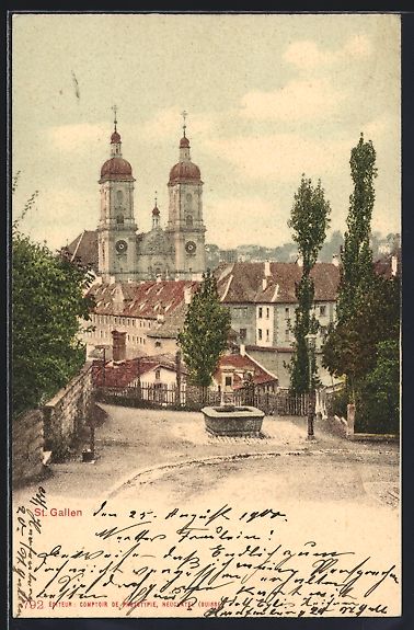 Cartoline postali: AK St. Gallen, Ortspartie mit Kirche – Usato da Berlin venduto da bartko-reher