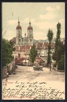 AK St. Gallen, Ortspartie mit Kirche