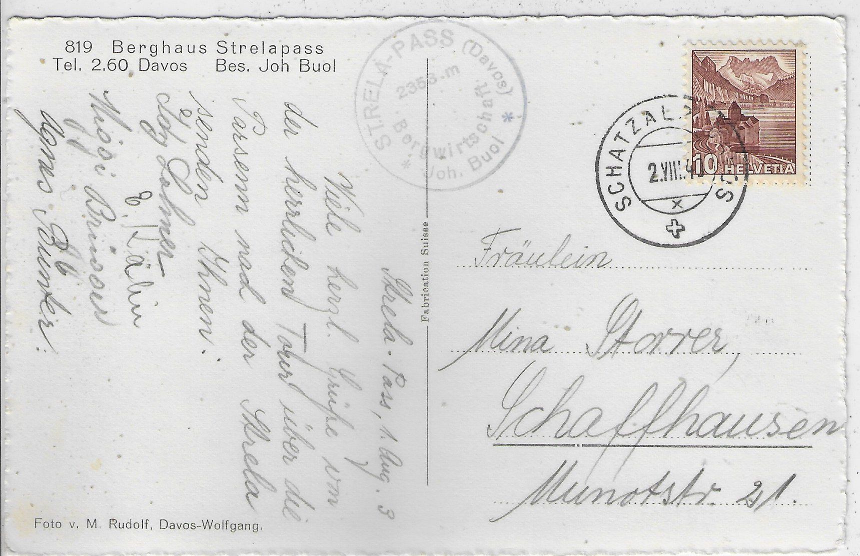 Cartoline postali: Berghaus Strelapass mit Schiahorn – Usato da Ettingen venduto da Kartenplanet 1