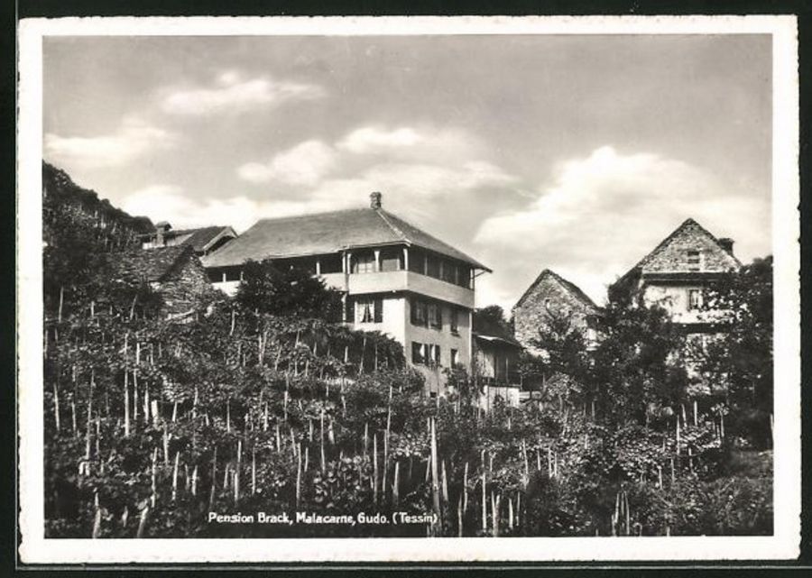 Cartoline postali: Malacarne, Gudo, Pension Brack, circolata 1945 – Usato da Frauenfeld venduto da POML