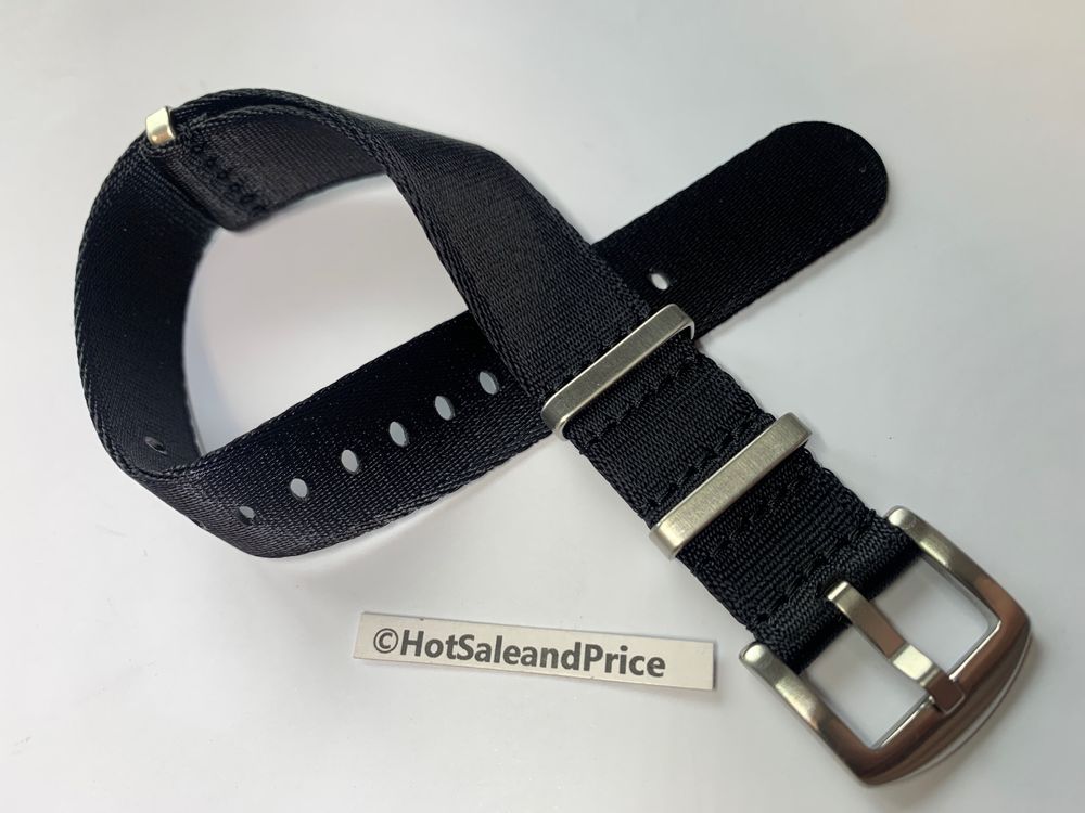20mm Nato Textil Uhren-Armband schwarz, Nylon, Top-Qualität 2