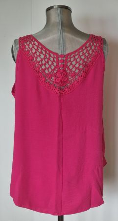 NEU SM 38 Träger TOP Hängerchen Tunika Spitzen Himbeer Pink