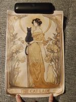 Affiche The Cat Lady style art nouveau ton doré 