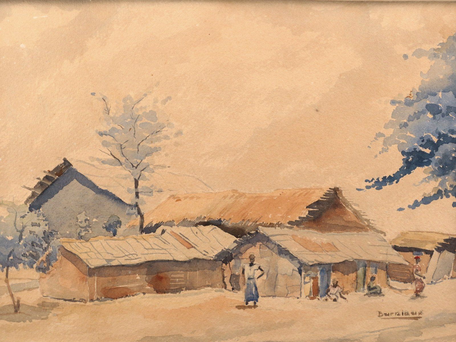 Gemälde: Aquarelle Burniaux. Village du Congo ? – Gebraucht aus Noville von ceram 1