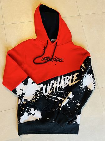 Hoodie Untouchable rouge/noir, Taille S, made in Italy