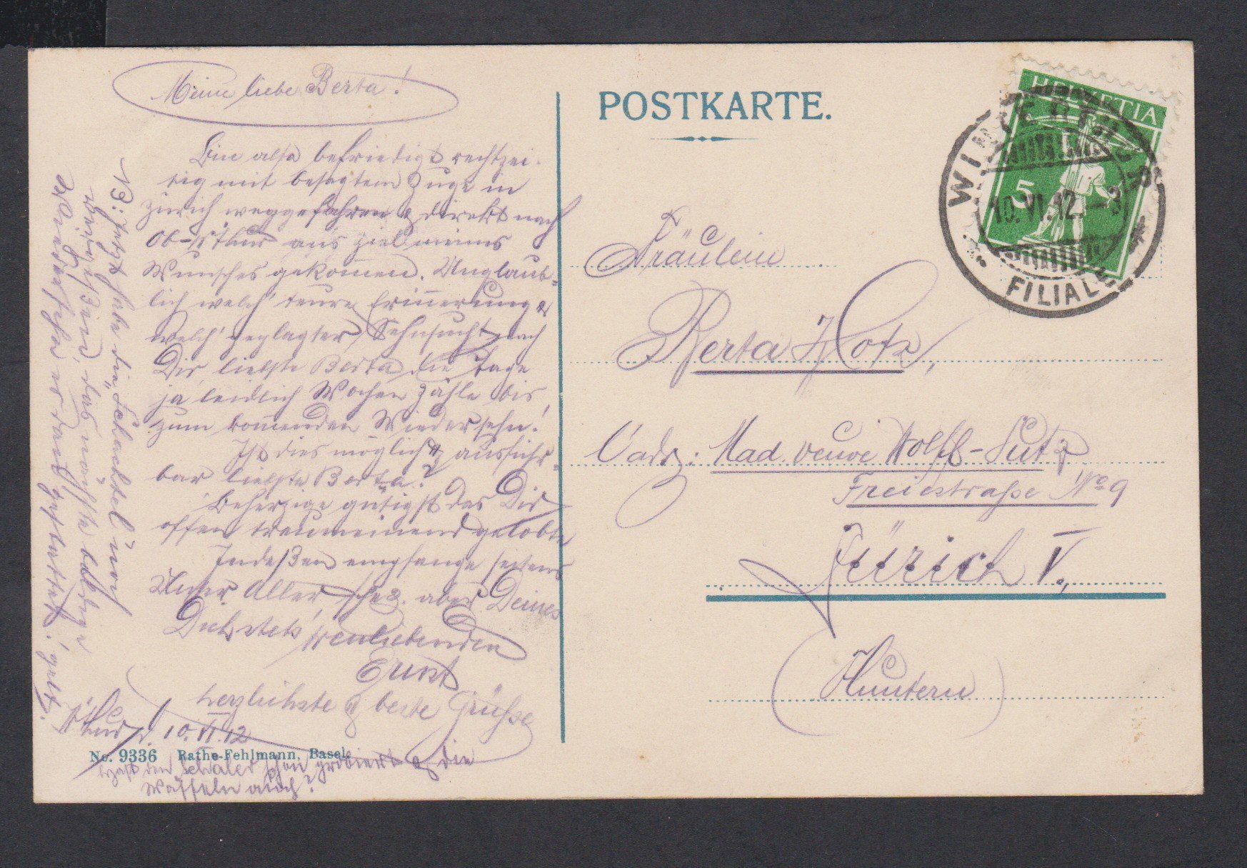 Cartoline postali: Winterthur - Seen   :   alte Ansichtskarte von 1912 – Usato da Vitznau venduto da Ropaku 1