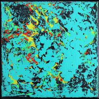 Abstrakte Kunst, Acrylbild auf Leinwand, Türkis, 20 x 20 cm