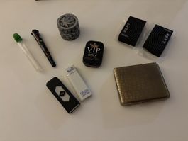 Rauch Zubehör Set E-Lighter Grinder Etui Aschenbecher
