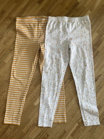 2er Pack Kinder Leggings Gr. 122/128 mit Motiv und Streifen