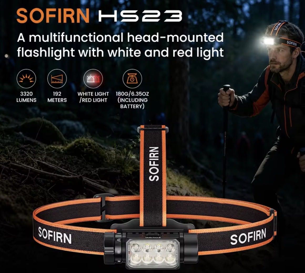 Lampade: Neu: Sofirn HS23 Stirnlampe mit 3300 Lumen – Nuovo e nell'imballaggio originale da Arbon venduto da Helmuth