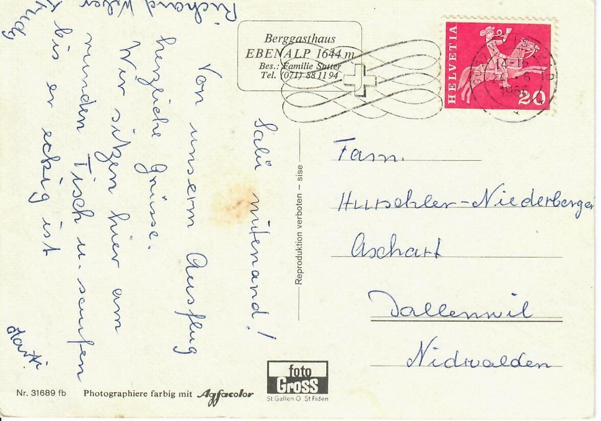 Cartoline postali: Berggasthaus Ebenalp – Usato da Hochdorf venduto da Ziegel-16 1