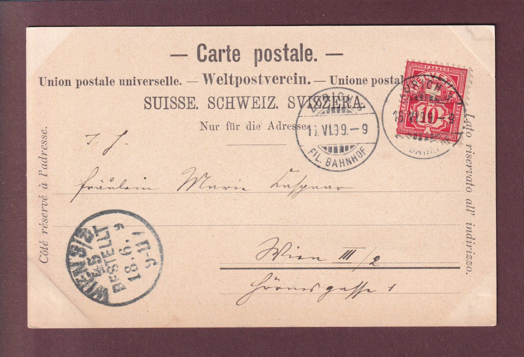 Cartoline postali: ZÜRICH - Bahnhofstrasse - 1899 – Usato da Pully venduto da nicecards 1