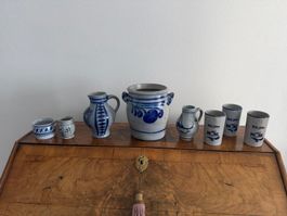 Set Keramik Mohl Krüge Becher gebraucht 8 teilig