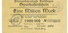 Riedlingen 1 Mil.Mark+Stempel 12.08.1923 SS++-VZ