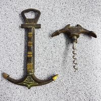 2 Vintage Korkenzieher Anker Messing Maritim Sammler