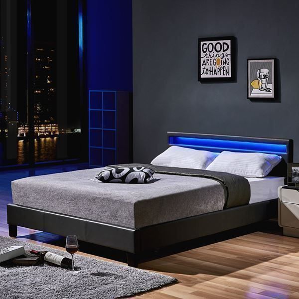 Betten: 9178 - Komfort LED Bett 140x200 - DUNKELGRAU – Neu und originalverpackt aus Wallenwil von toesstal-vertrieb