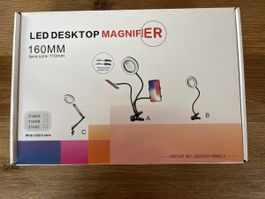 LED Schreibtischlupe 160MM Linse neuwertig mit USB Kabel