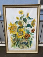 Sonnenblumen Aquarell Gemälde, Hohler 88, gerahmt