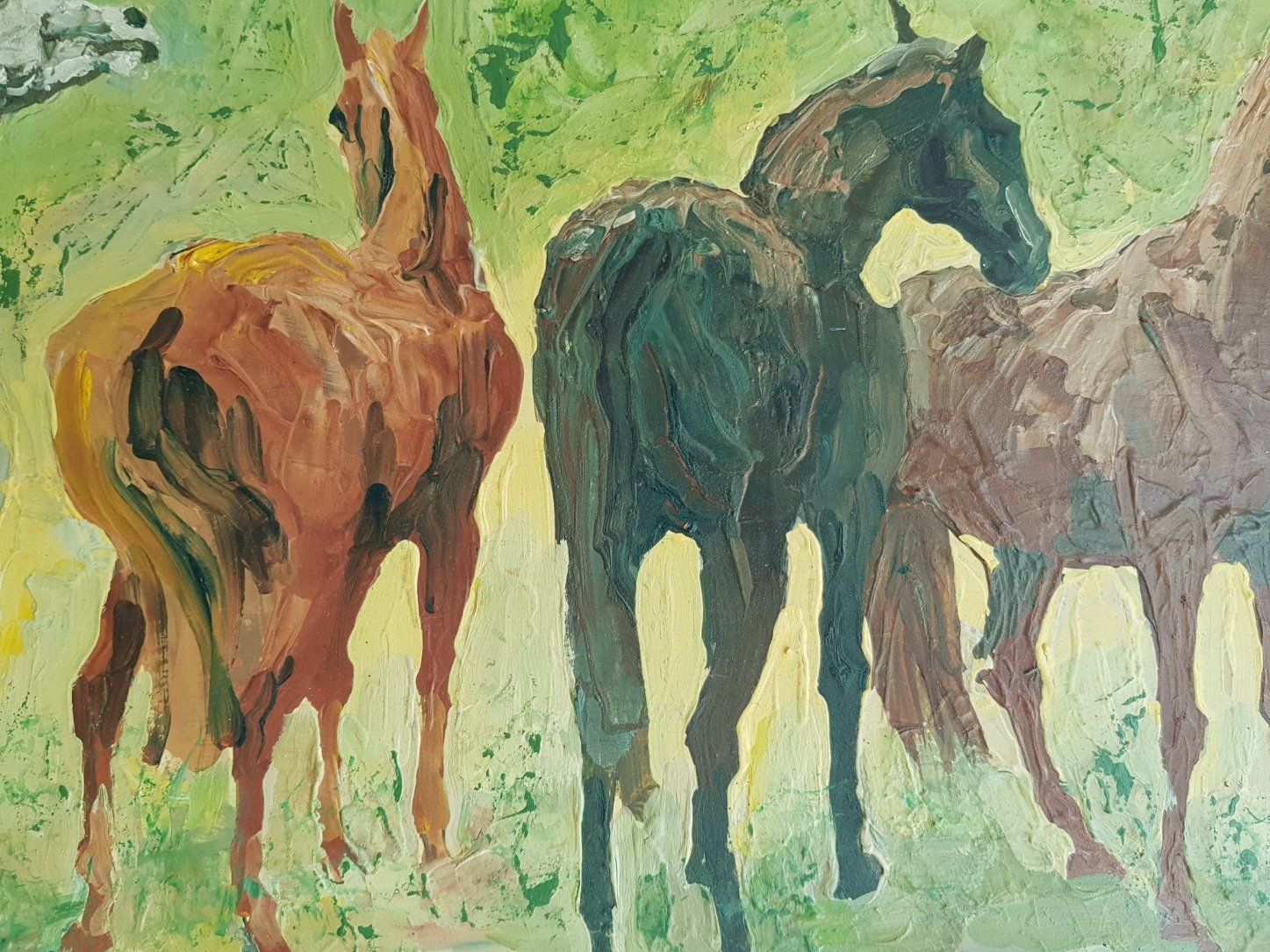Dipinti: Tableau Chevaux , signé Heer et daté de 1973. – Usato da Tramelan venduto da Art-rider 9