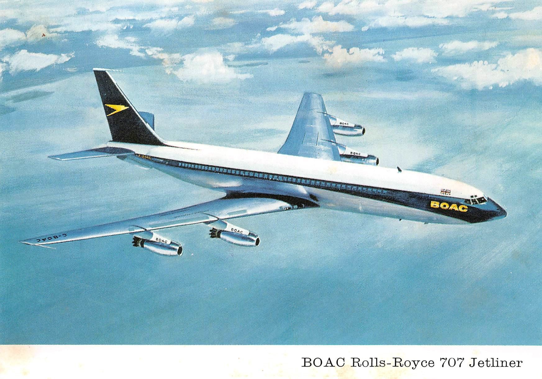 Cartoline postali: BOAC Rollys Royce 707 Jetliner – Usato da Ottikon b.Kemptth. venduto da Neptun1974