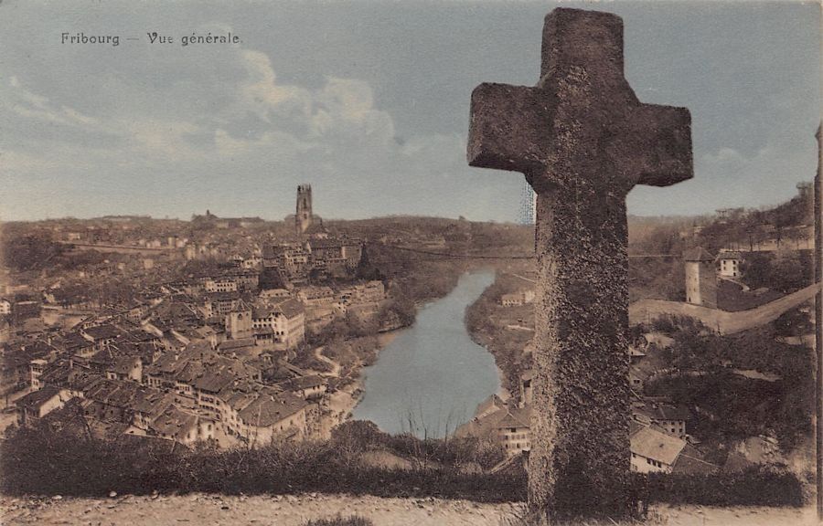Cartoline postali: Fribourg, vue générale, circulée 1916 – Usato da Frauenfeld venduto da POML