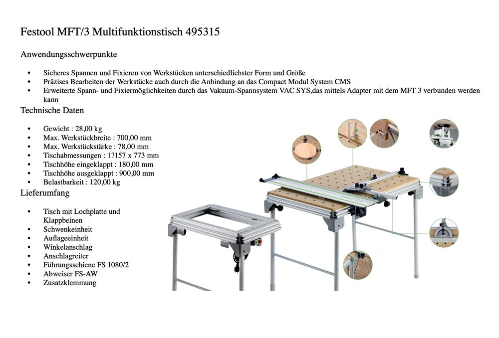 Festool MFT/3 inkl.Verbreiterung mit TS55 und OF1400 Einsatz (Gebraucht ...