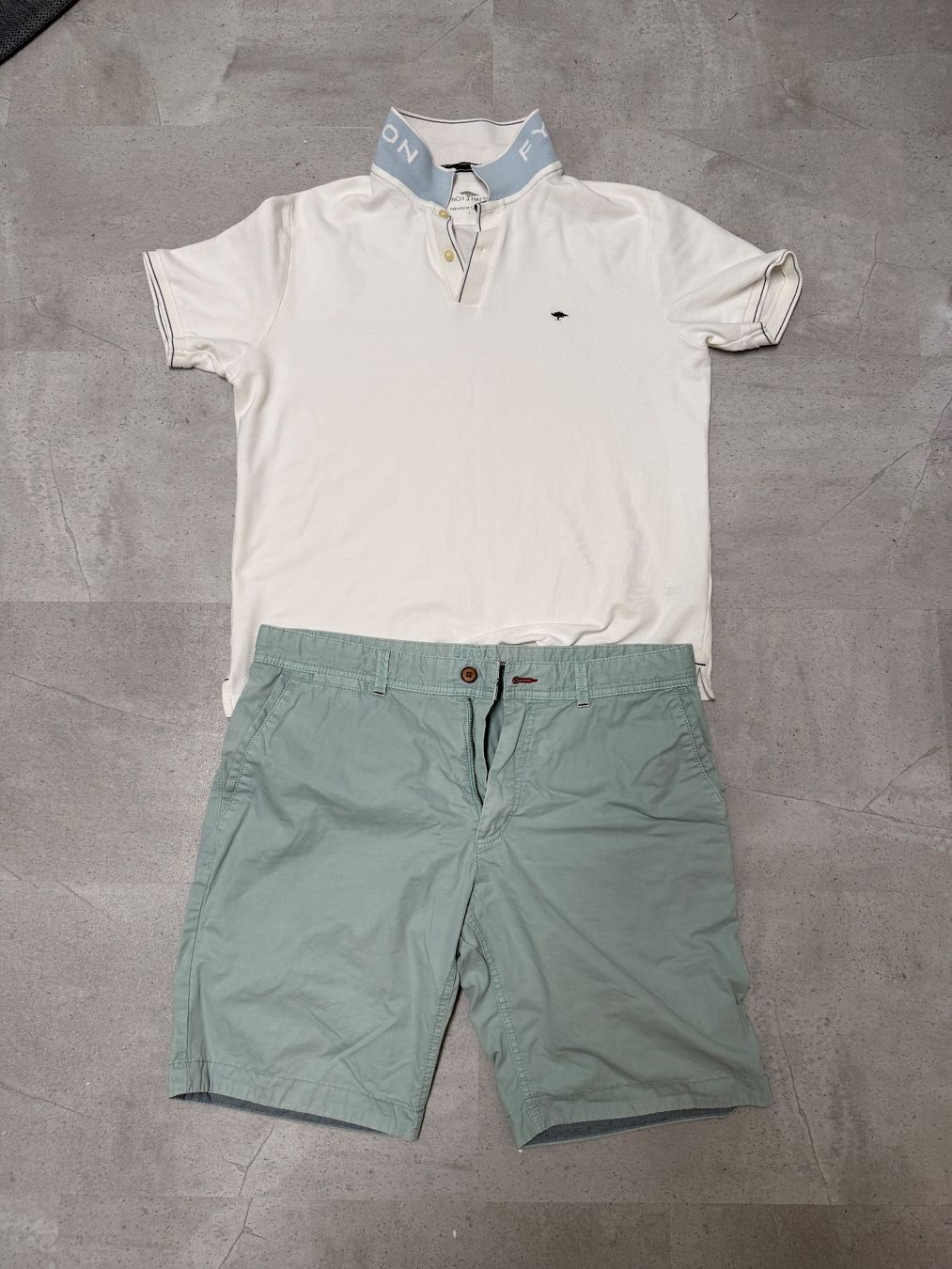 Hosen: Sommerliche Kombo - Polo & Herrenshorts (L, weiss & mint) – Gebraucht aus Olten von _Dimi_