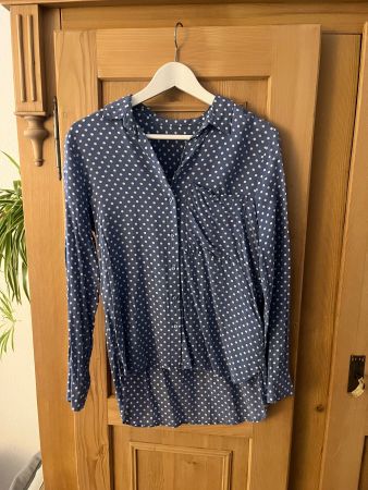 Marie Lund Bluse Gr. 38 100% Viskose hellblau weiss