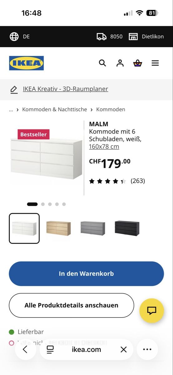 Ikea Cassettiere: Malm Kommode  – Usato da Zürich venduto da lou_8j9v