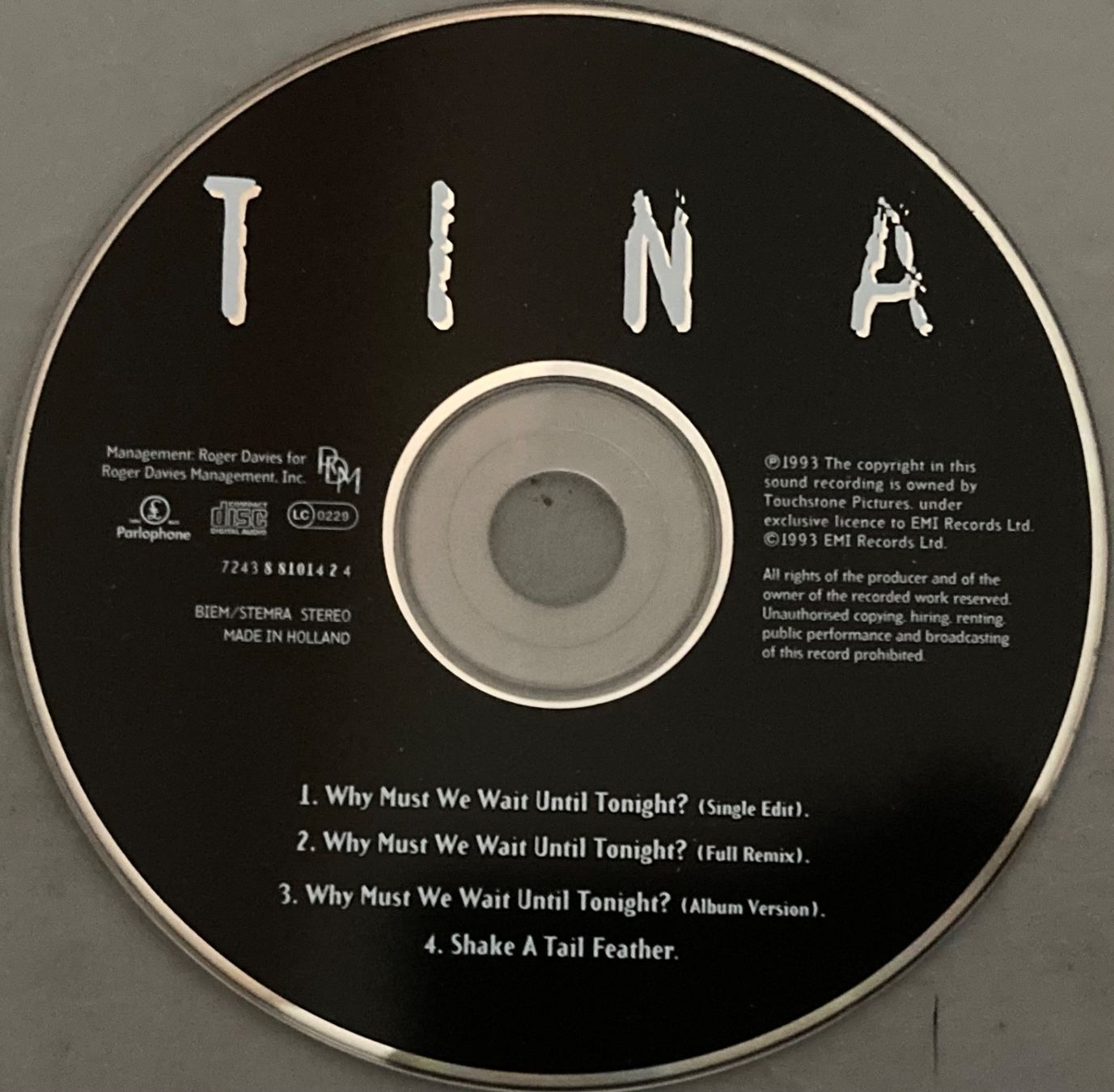 CD: TINA TURNER - WHY MUST WE WAIT UNTIL TONIGHT – Usato da Poliez-Pittet venduto da Newtown-Records 1