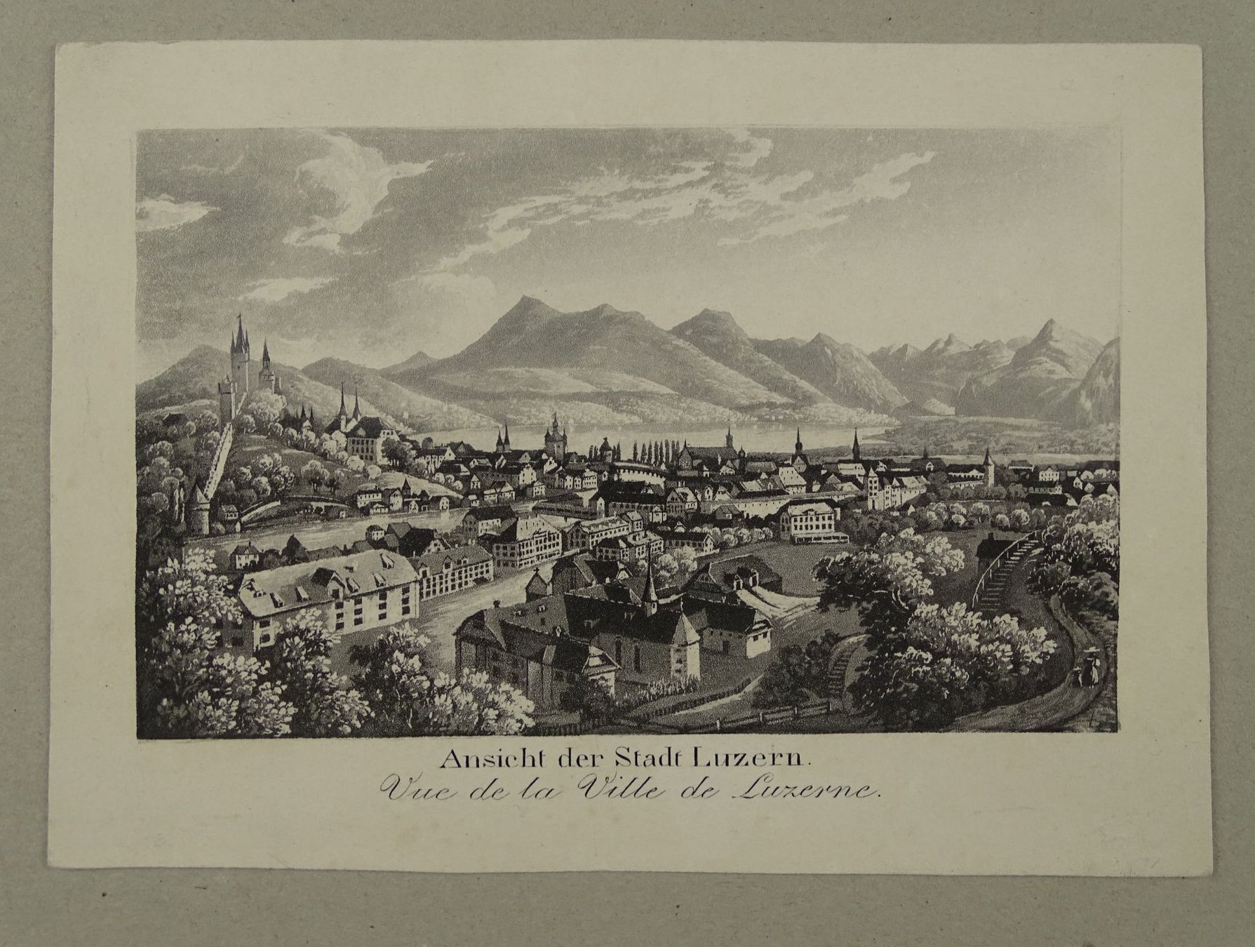 Incisioni: LUZERN, AQUATINTA UM 1850 – Usato da Grüningen venduto da Kartensammler