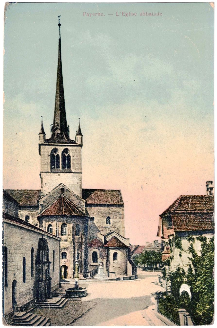 Cartoline postali: PAYERNE - LÊglise abbatiale ça.1920 (VD) – Usato da Oberdorf BL venduto da Hopfehuepfer