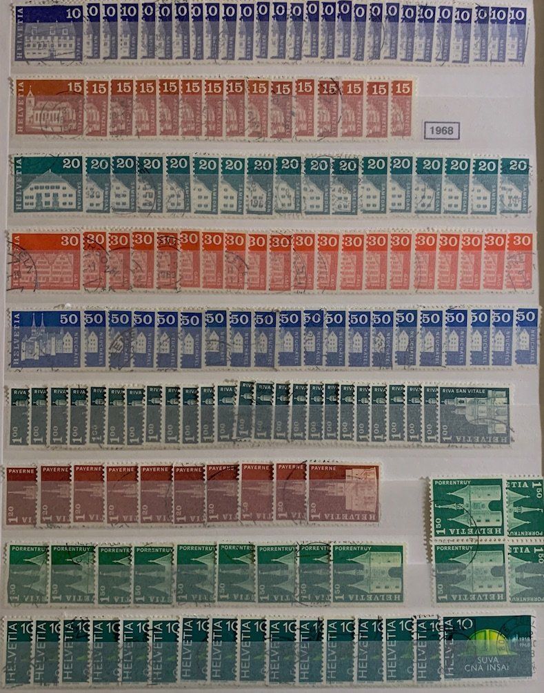 Alle Briefmarken: Timbres suisses 1968 e – Gebraucht aus Lausanne von Cabessa 1
