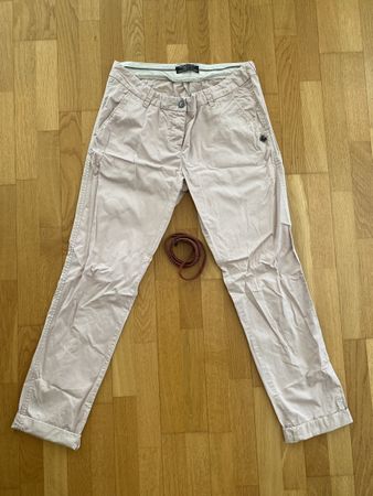 Chino Damenhose hellrosa Gr. 30/32 mit Gürtel