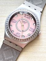 Swatch Damenuhr Swiss MESH Pink Zirkonia guter Zustand