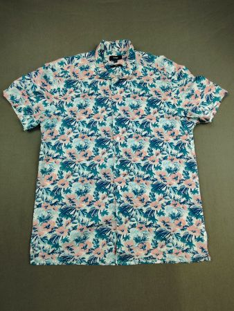 Jules | chemise hawaïenne rose bleu blanc slim fit été | XL