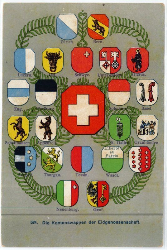 Cartoline postali: L 154 KANTONSWAPPEN DER EIDGENOSSENSCHAFT – Nuovo (secondo la descrizione) da Fribourg venduto da philafri